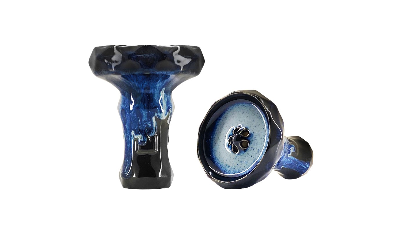 BigMaks Edge Glaze Hookah Bowl (Black and Blue)