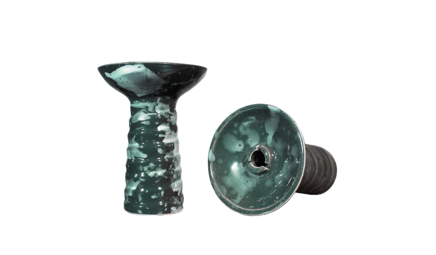 NJN Hookah Swirl Glaze Shisha Schüssel (Grün-weiße Glasur)