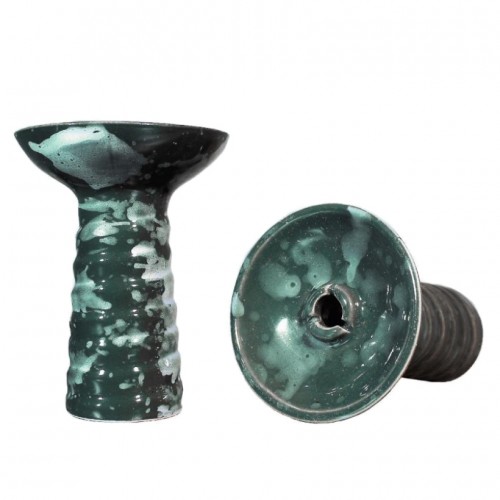 NJN Hookah Swirl Glaze Shisha Schüssel (Grün-weiße Glasur)