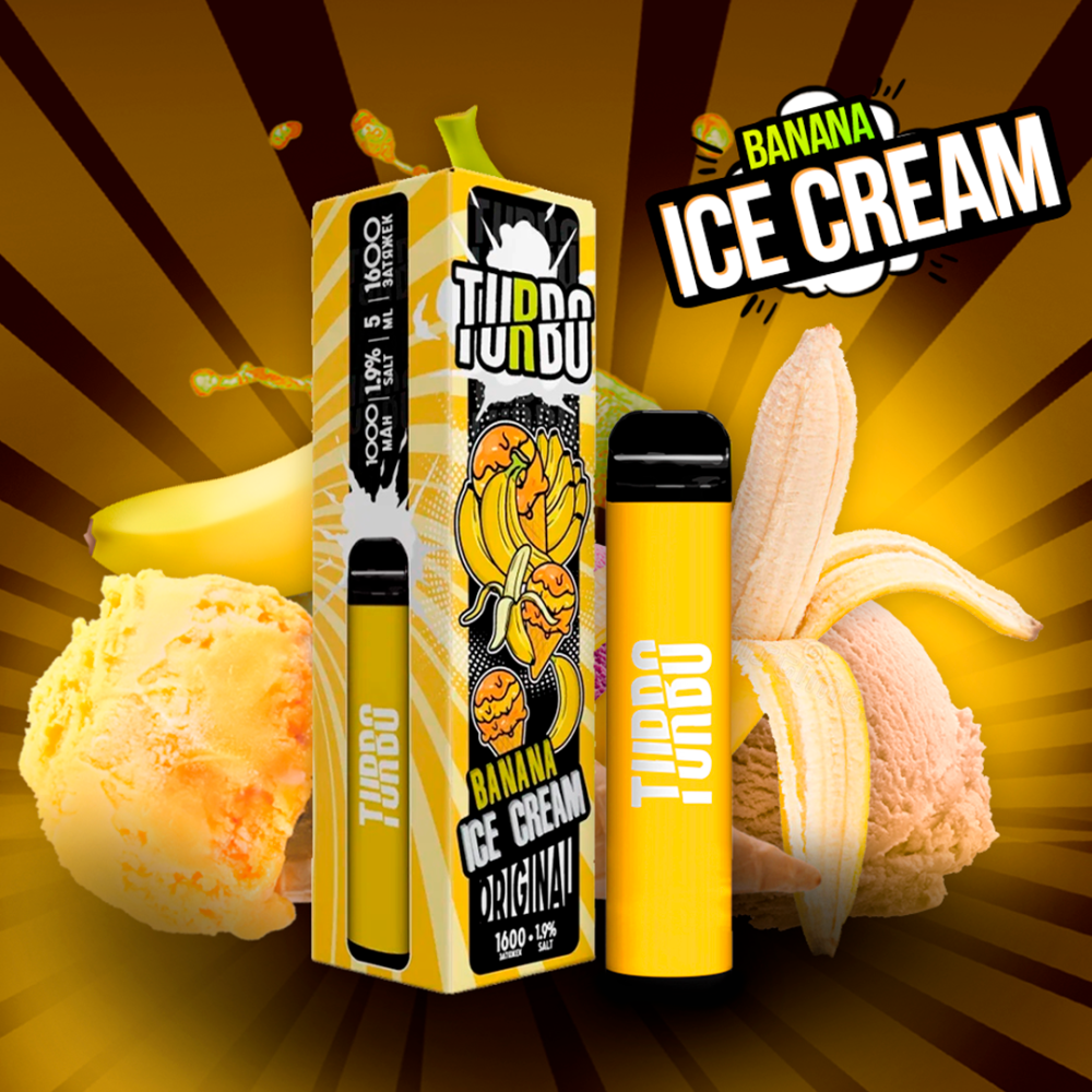 Одноразовое электронное устройство Turbo - Banana Ice Cream (1600 затяжек)
