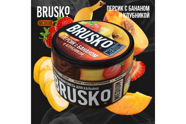 Shisha-Mischung Brusko Medium "Pfirsich mit Banane und Erdbeeren" 50 gr