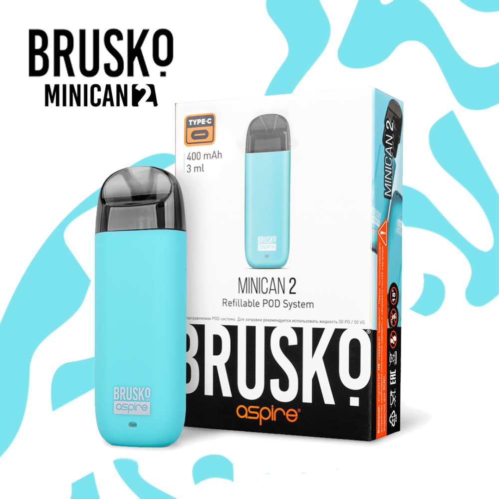 Многоразовая электронная система Brusko Minican 2 (Бирюзовый)