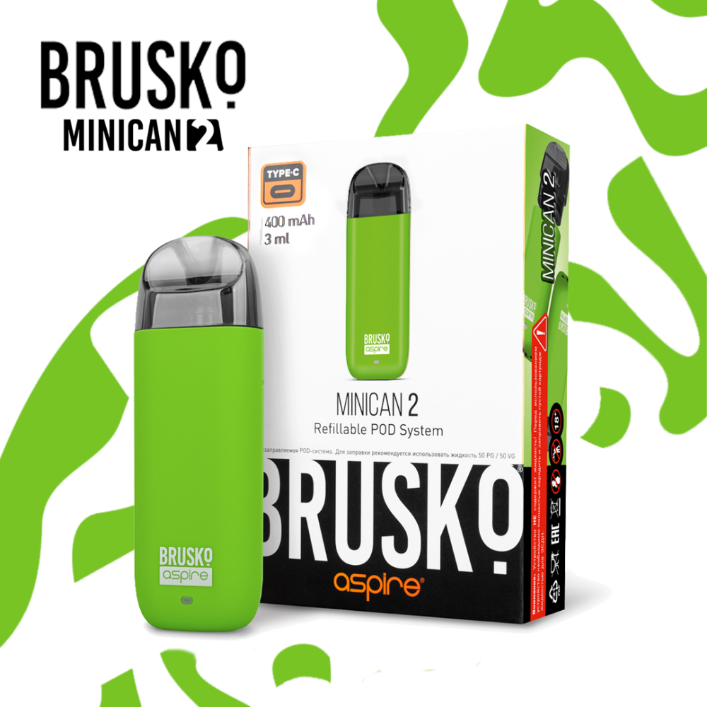 Многоразовая электронная система Brusko Minican 2 (Зеленый)