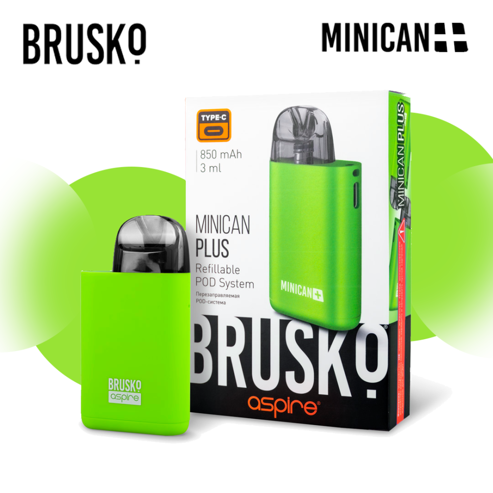 Многоразовая электронная система Brusko Minican Plus (Зеленый)