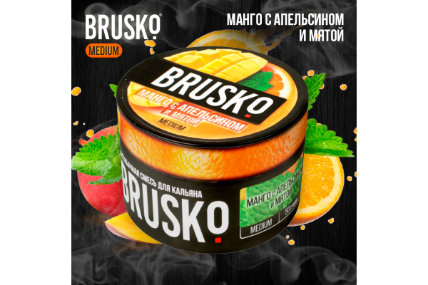 Narguilé mélange Brusko Medium "Mangue à l'orange et à la menthe" 50 gr