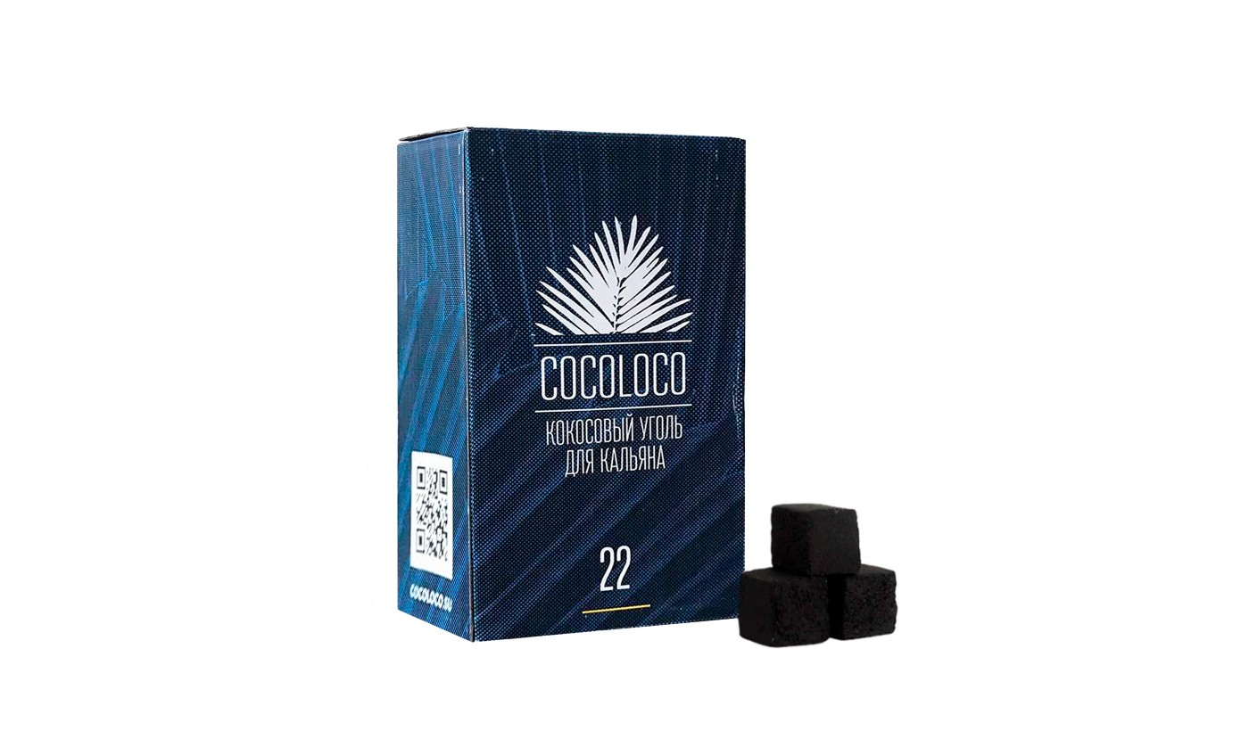 Charbon de bois pour narguilé noix de coco Cocoloco 22mm (1 kg) 96 PCs