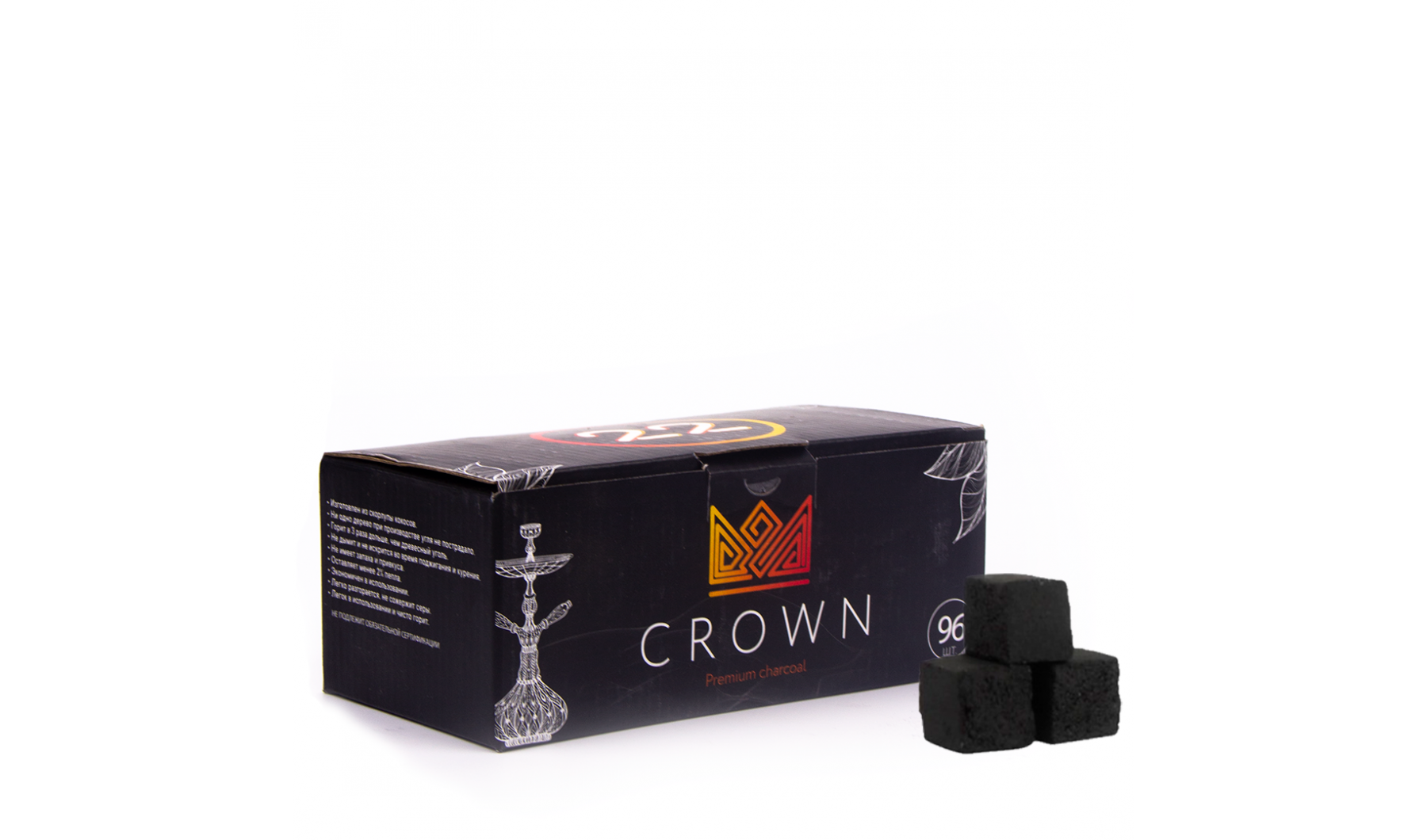 Купить Уголь для кальяна кокосовый Crown 22мм (1 кг) 96 шт в Минске ...
