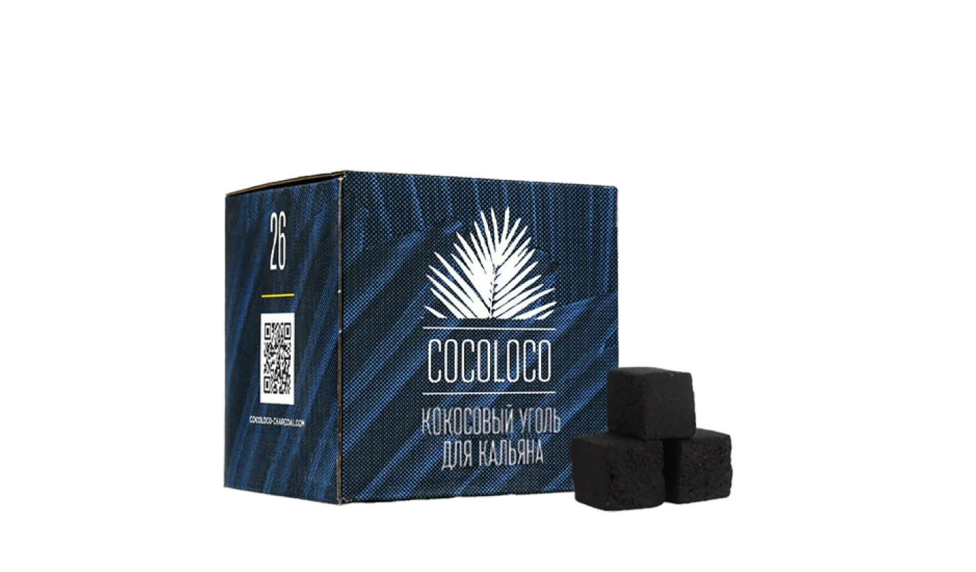 Charbon de bois pour narguilé noix de coco Cocoloco 26mm (1 kg) 64 PCs