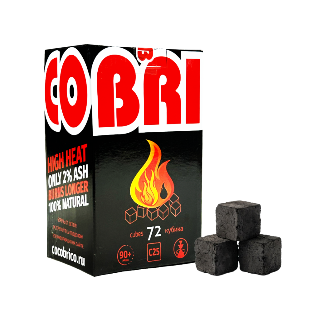 Уголь для кальяна кокосовый Cocobrico 25мм (1кг) 72 шт