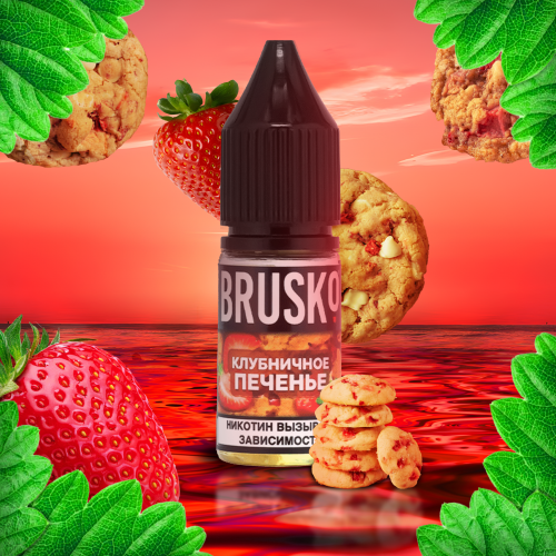 Liquid for electronic smoking systems BRUSKO - STRAW KUQIS (Strawberry biscuits) 10 ml